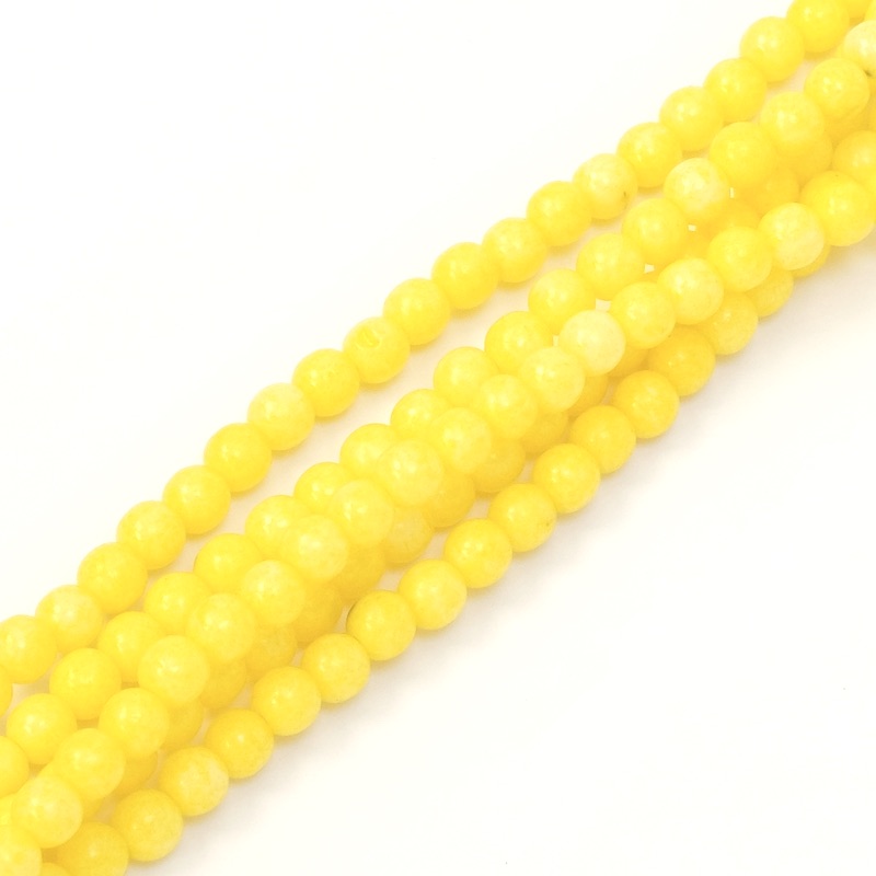Fil de perles de Bohème rondes 4mm jaune clair opaque