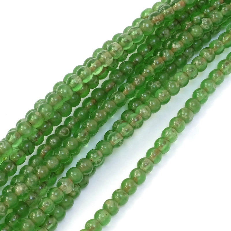 Fil de perles de Bohème rondes 4mm vert