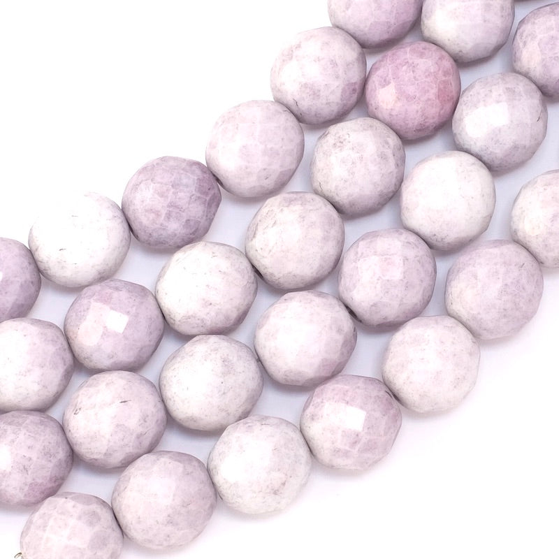 Fil de perles de Bohème rondes facettées nuances de violet et de blanc 12mm