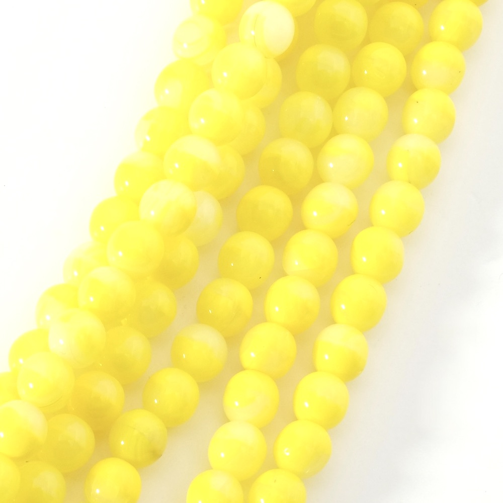 Fil de perles de Bohème rondes 6mm jaune