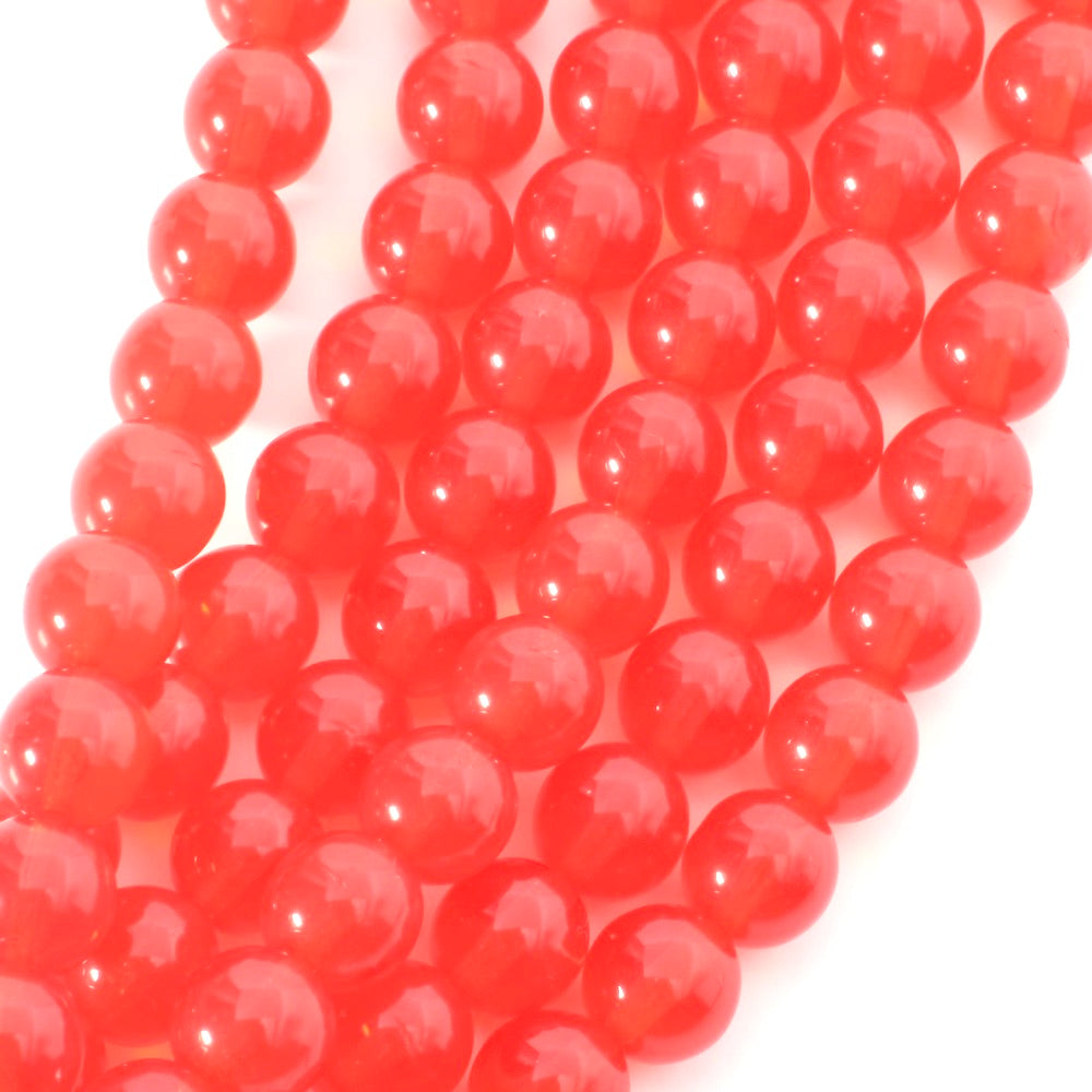 Fil de perles de Bohème rondes 8mm rouge transparent
