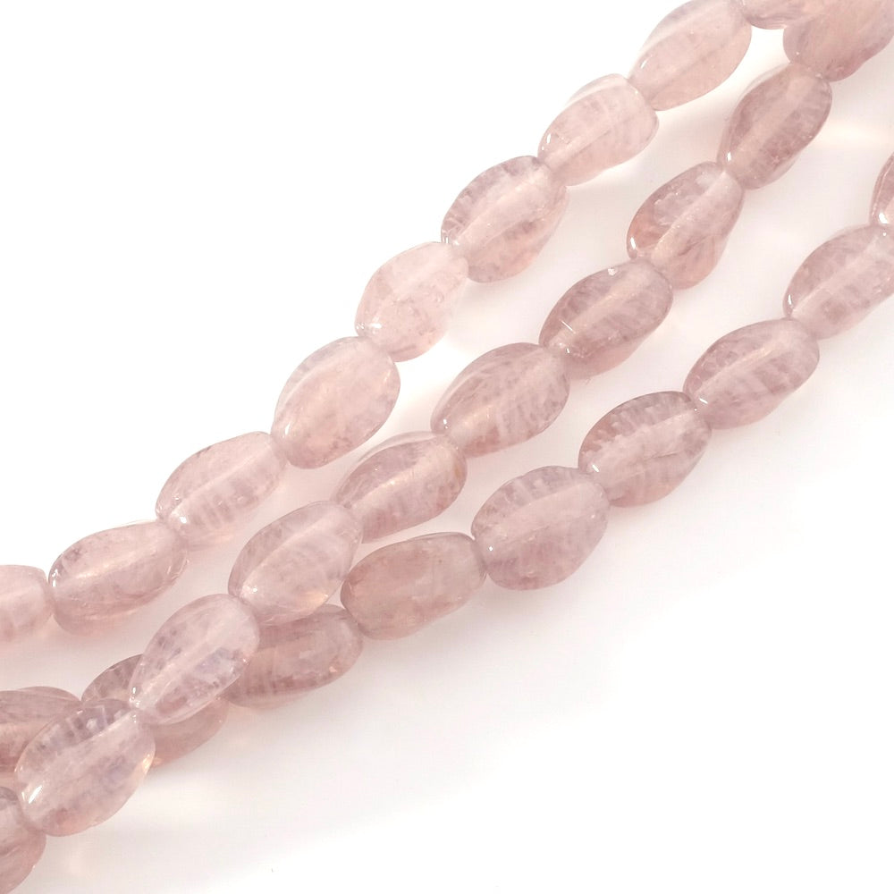 Fil de perles de Bohème ovales twistées 9x6mm rose