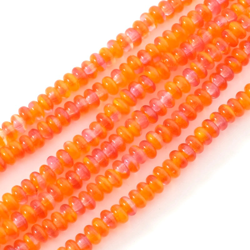 Fil de perles de Bohème Donuts 2x4mm nuances de orange