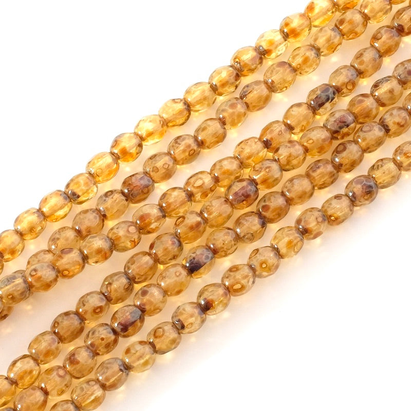 Fil de perles de Bohème rondes facettées 4 mm nuances de marron