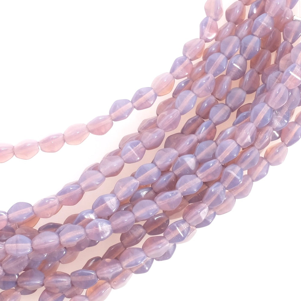 Fil de perles de Bohème Olives facettées 5mm violet foncé