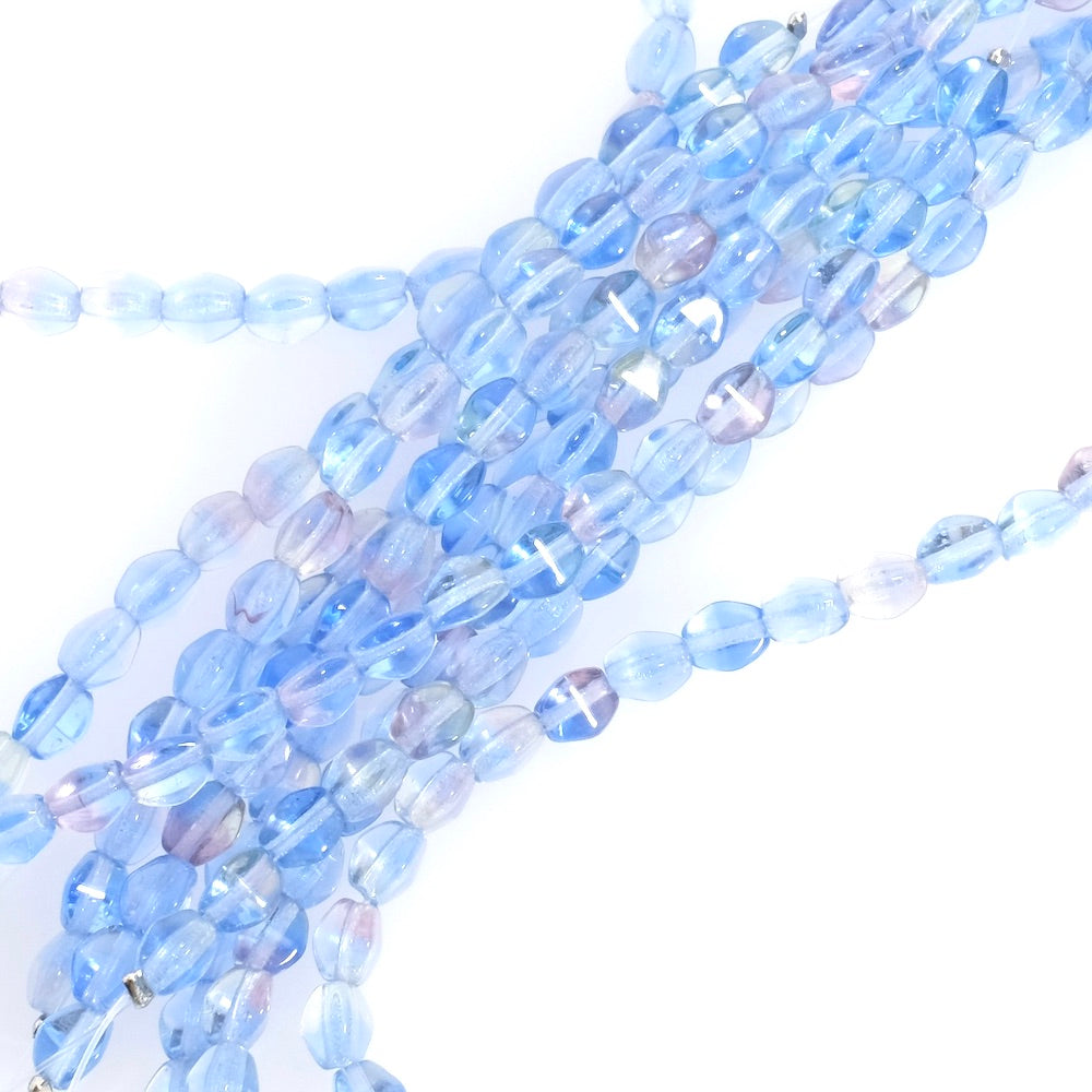 Fil de perles de Bohème Olives facettées 5mm bleu transparent