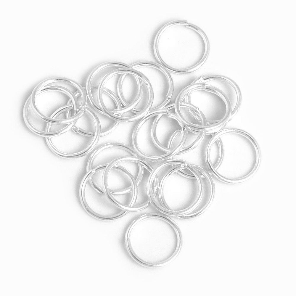 20 anneaux 10mm en laiton argenté 925 Qualité Premium