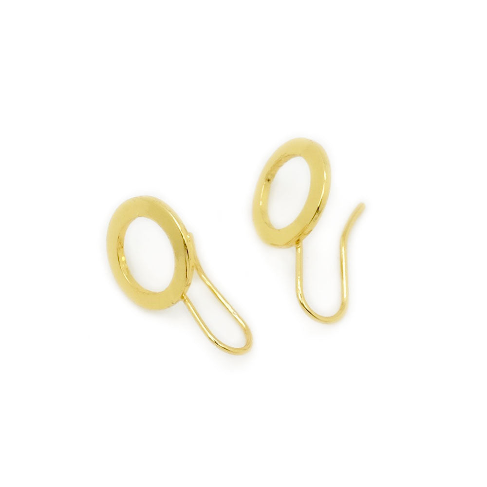 Pair of hooks Gold-plated brass disc earrings in 24K Premium gold