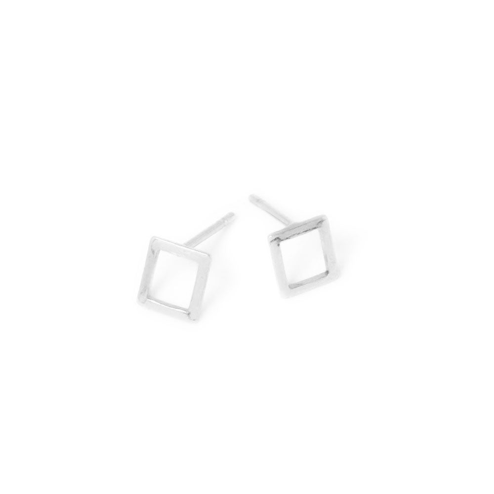 Paire de Boucles d'oreilles clous rectangle en laiton argenté 925
