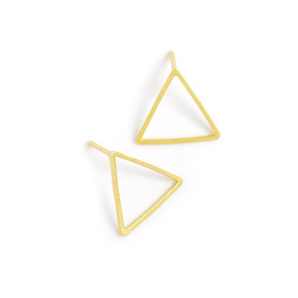 Paire de Boucles d&#39;oreilles clous triangle en laiton Doré à l&#39;or fin 24K