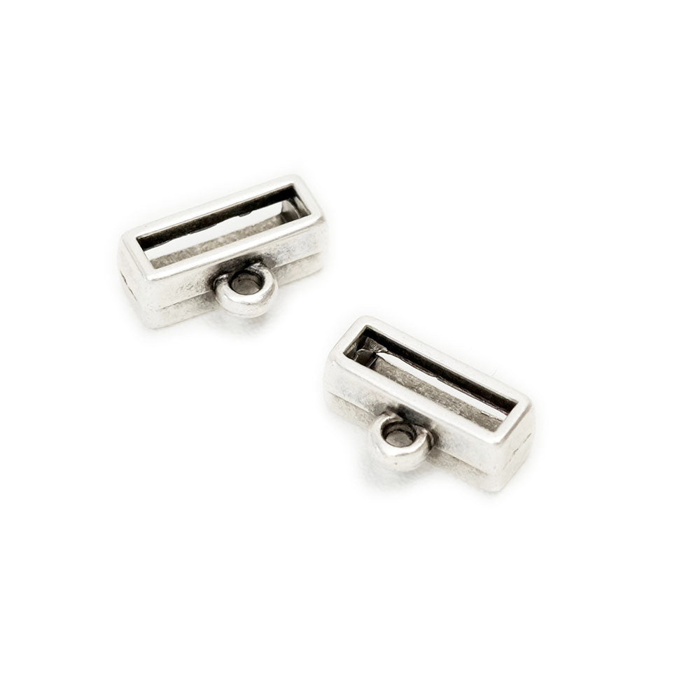 2 Passants Bélière en Zamak argenté vieilli pour cuir 10mm