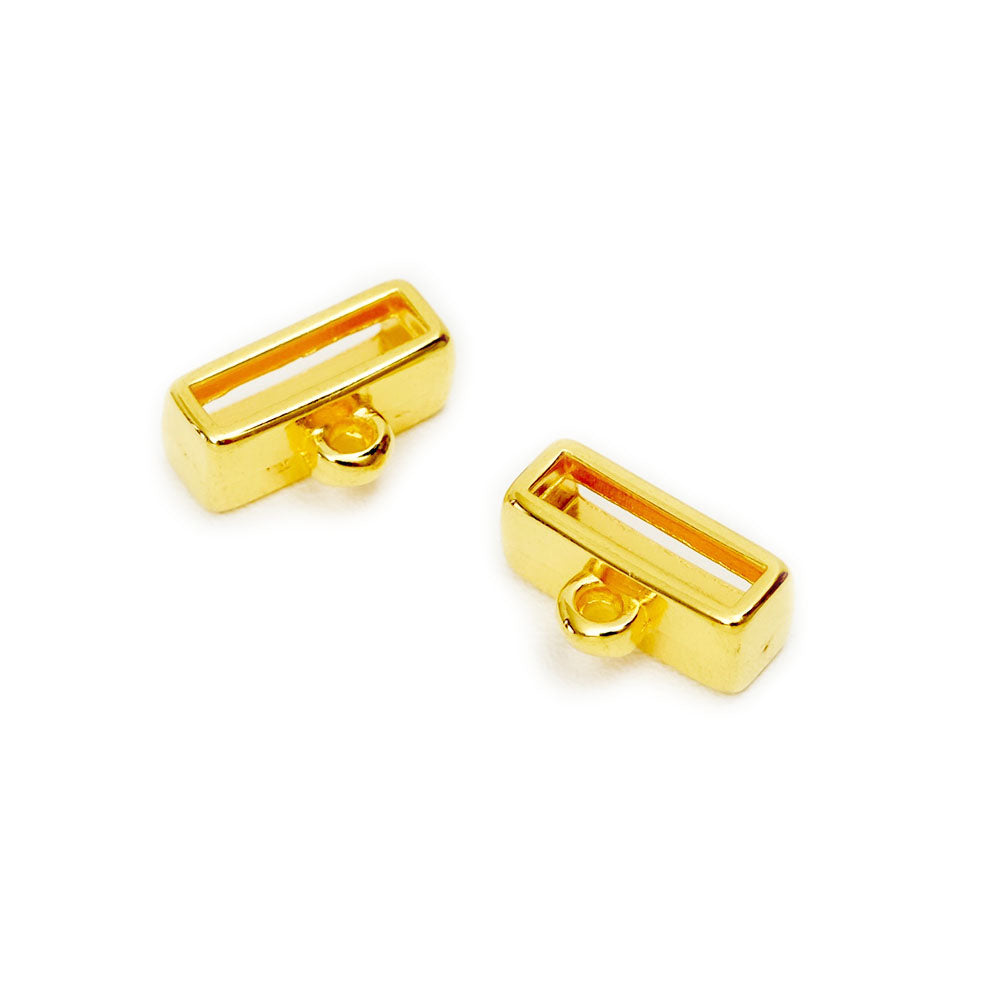 2 Passants Bélière en Zamak doré pour cuir 10mm