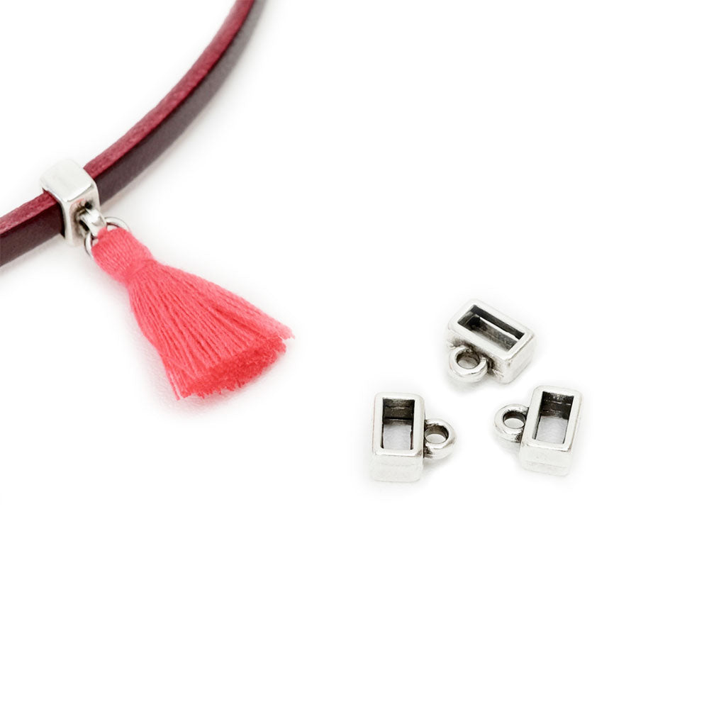 4 Passants Bélière en Zamak argenté vieilli pour cuir 5mm