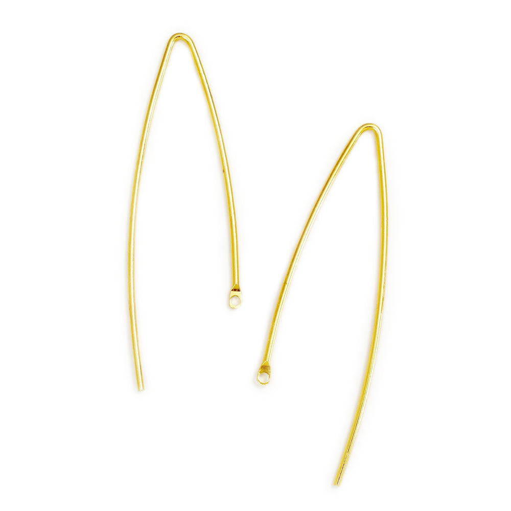 2 grands crochets Boucles d'oreilles en laiton doré 24K
