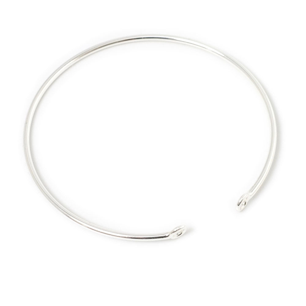 Support bracelet jonc avec 2 anneaux en Laiton argenté 925 Premium