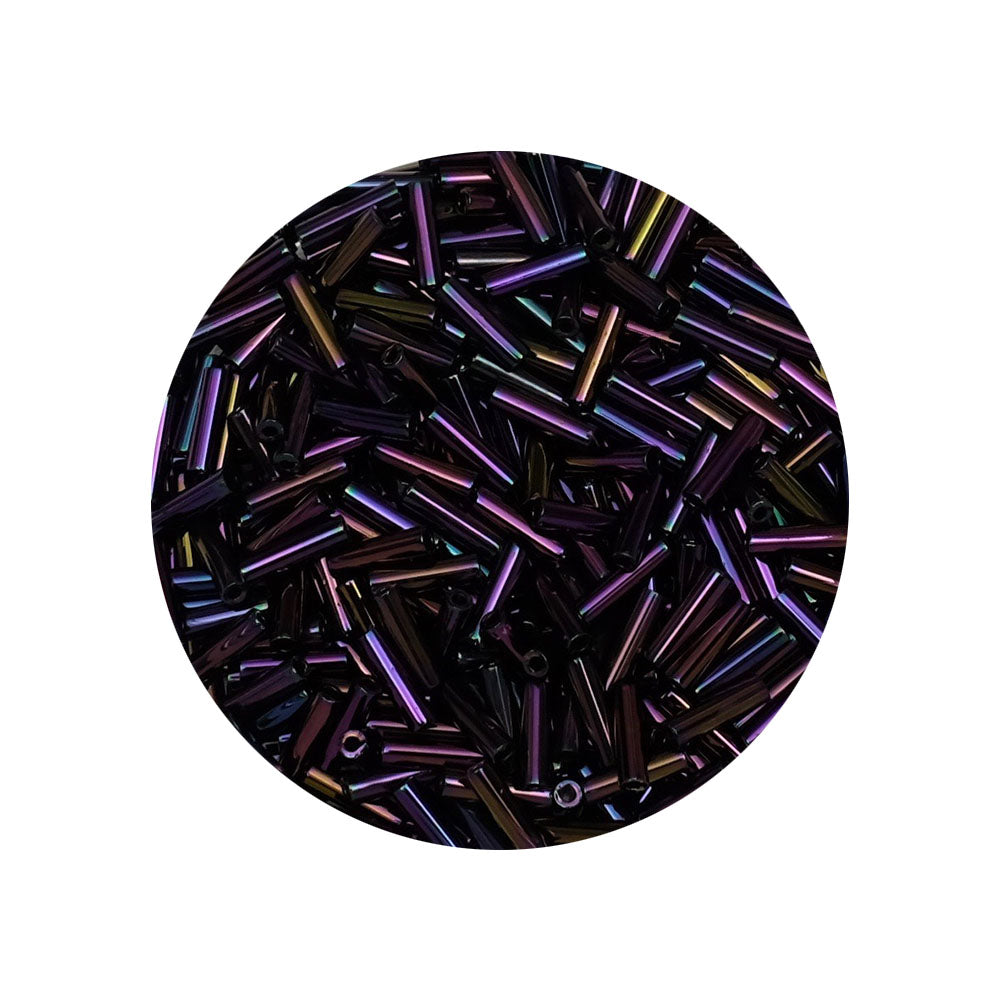 10 grammes de Miyuki Bugles 6x1,7mm N°0454 Metallic Purple Iris