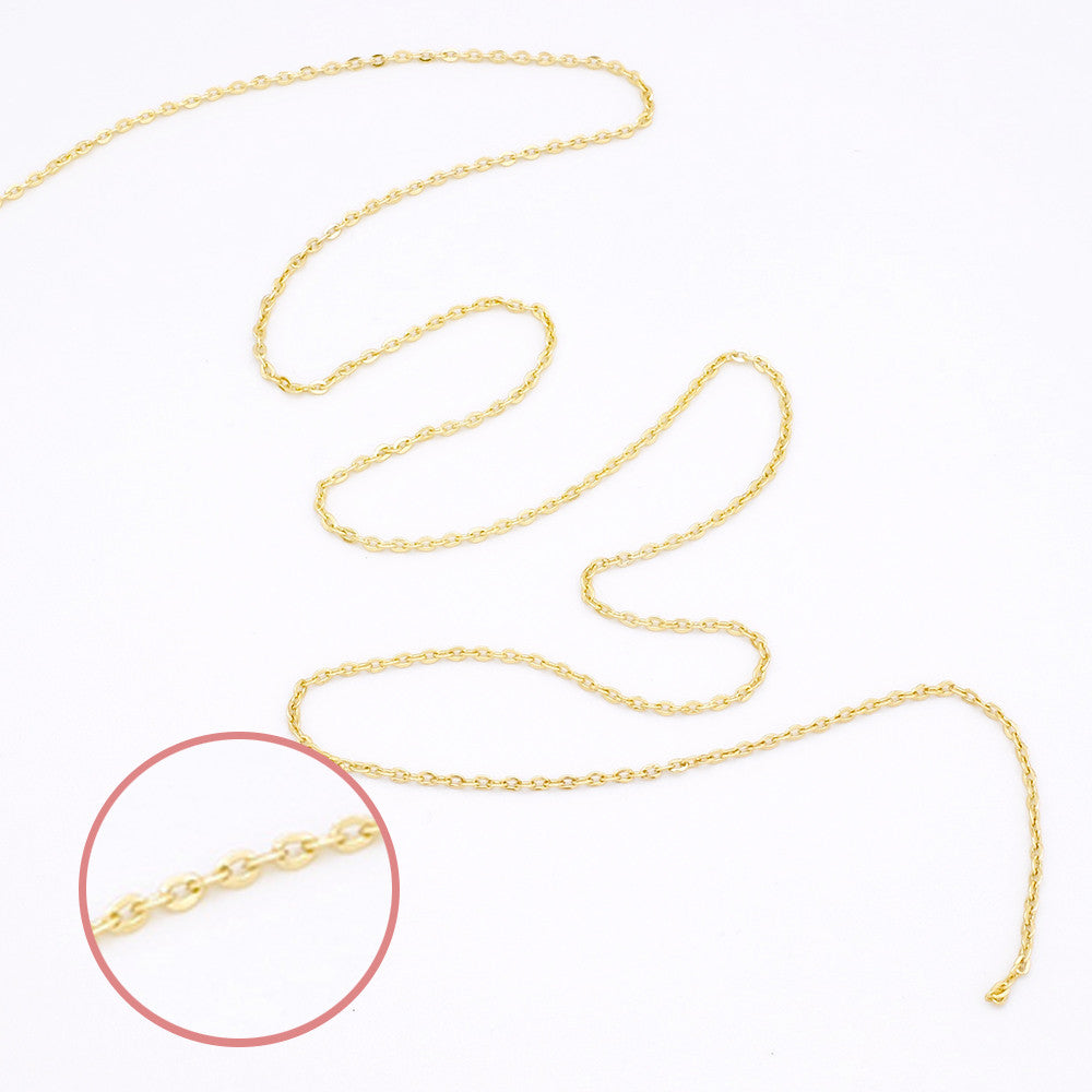 50cm de fine chaine mailles Forçat soudées en laiton doré à l'or fin 24K