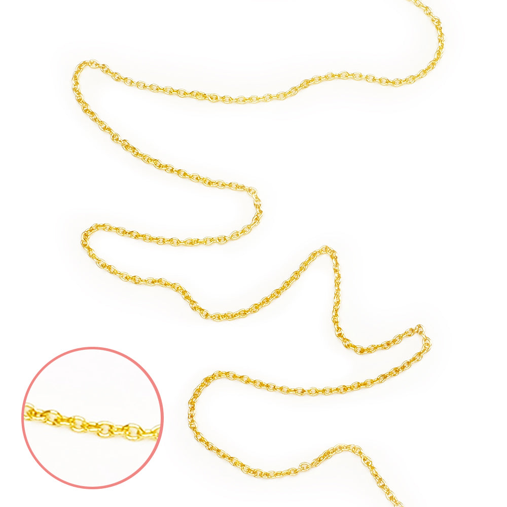 50cm de fine chaine mailles rondes soudées en laiton doré à l'or fin 24K