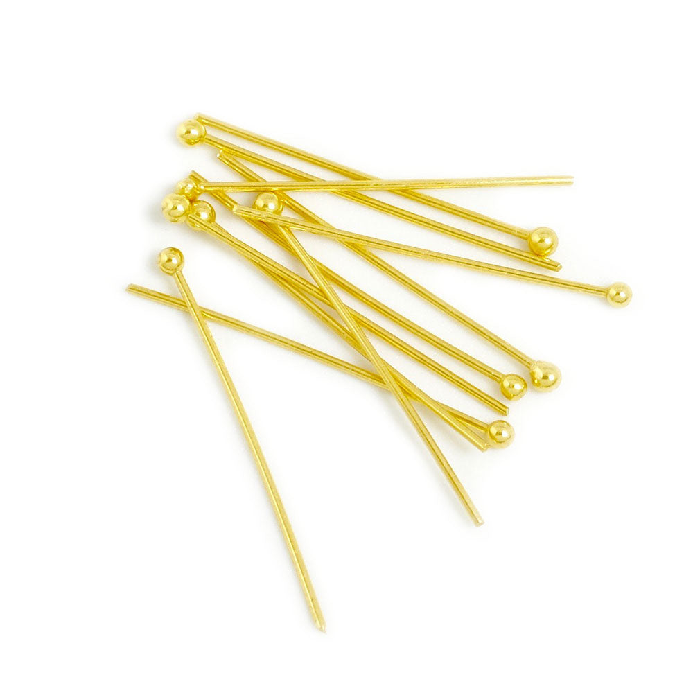 30 Clous tête boule 25mm en laiton doré à l'or fin 24K Premium