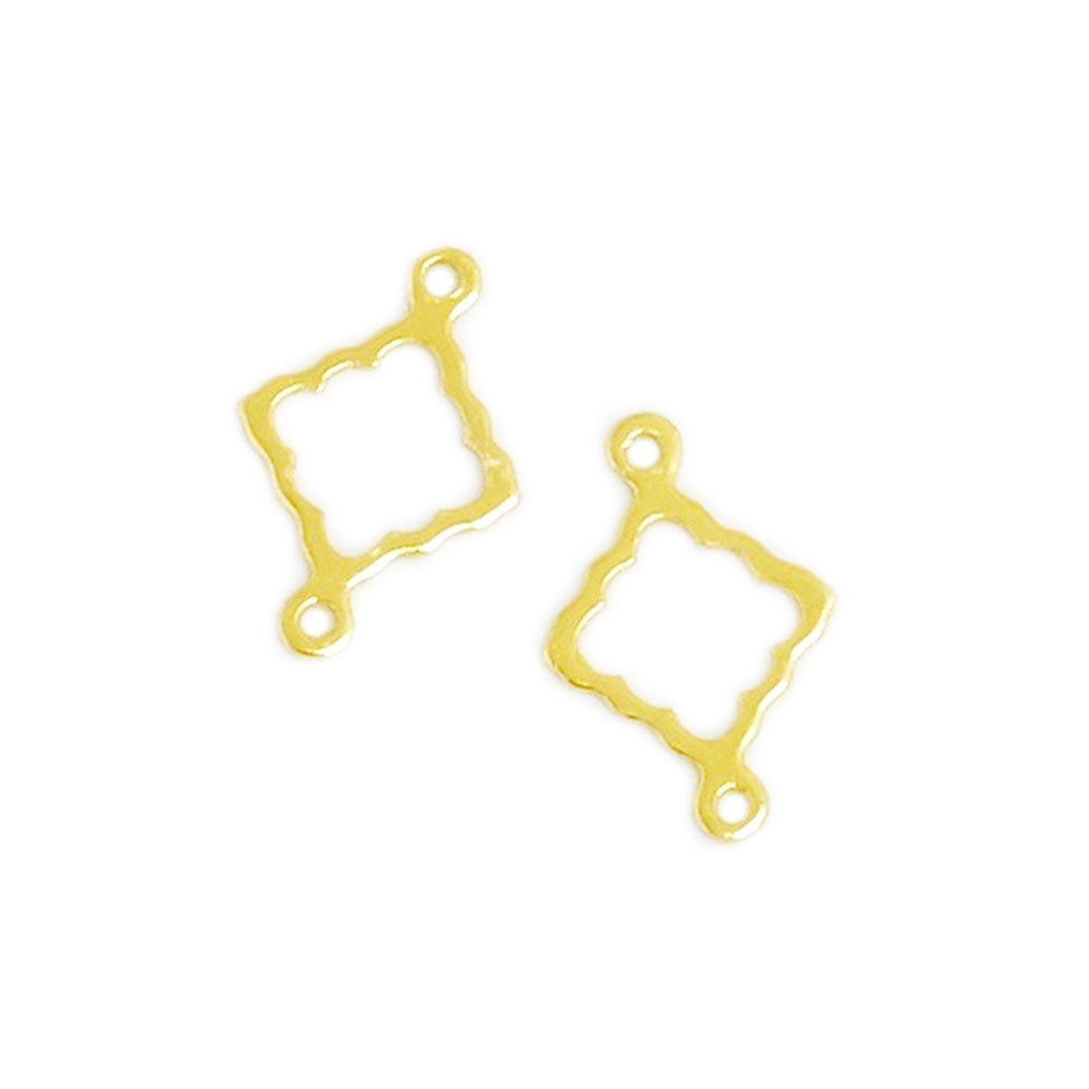 4 Connecteurs carrés évidés en laiton Doré à l'or fin 24K