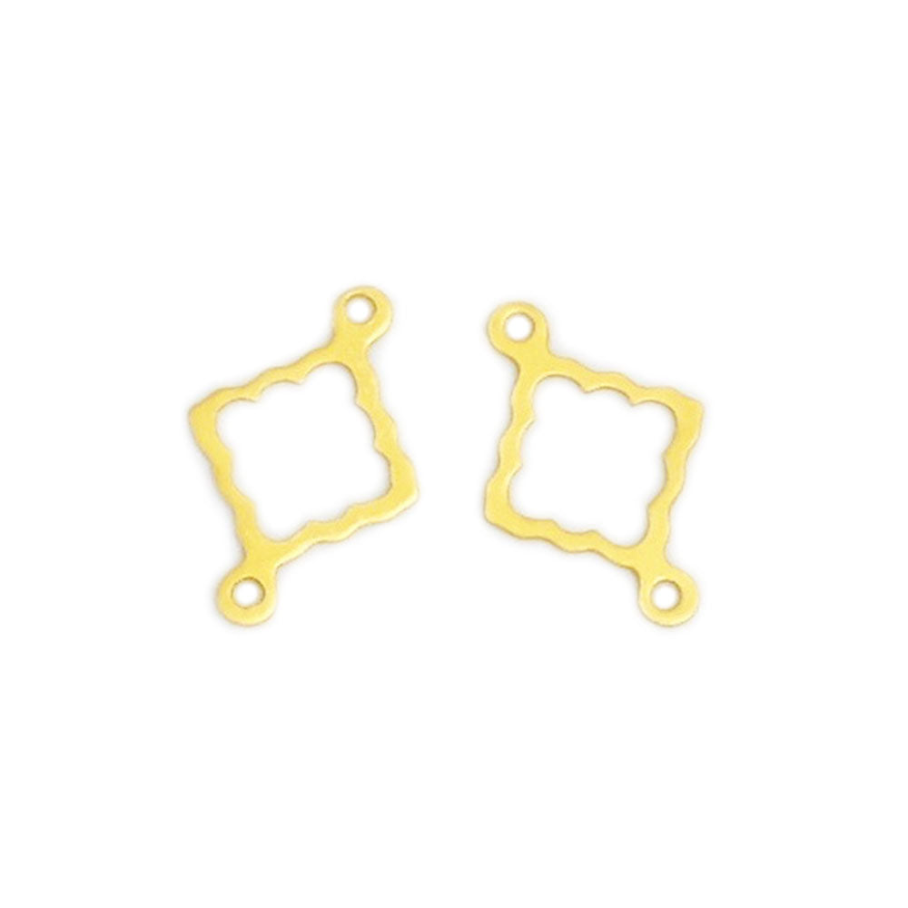 4 Connecteurs carrés évidés en laiton Doré mat à l'or fin 24K