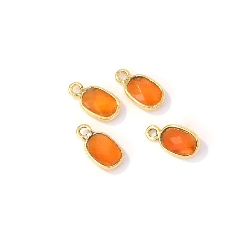 Pendentif serti rectangle 9,5x5mm Cornaline Doré à l'or fin 24K