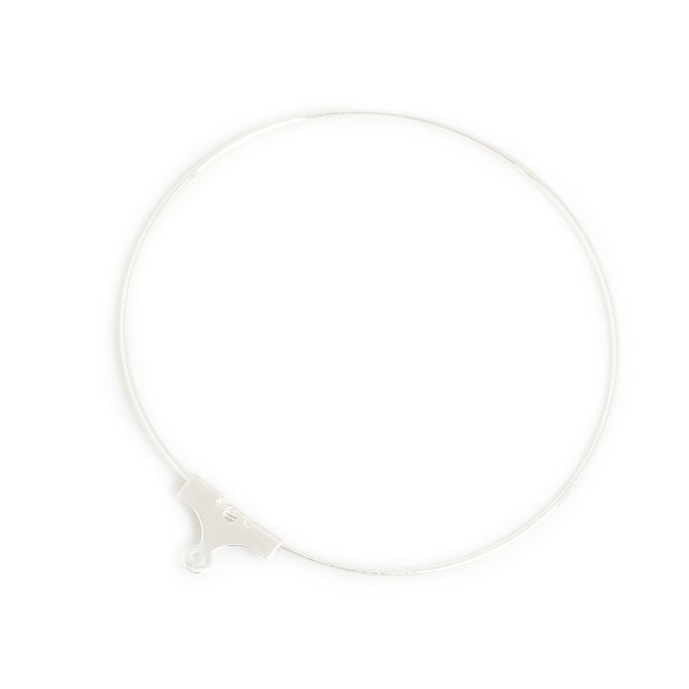 2 créoles simples 40mm en laiton argenté 925 Premium