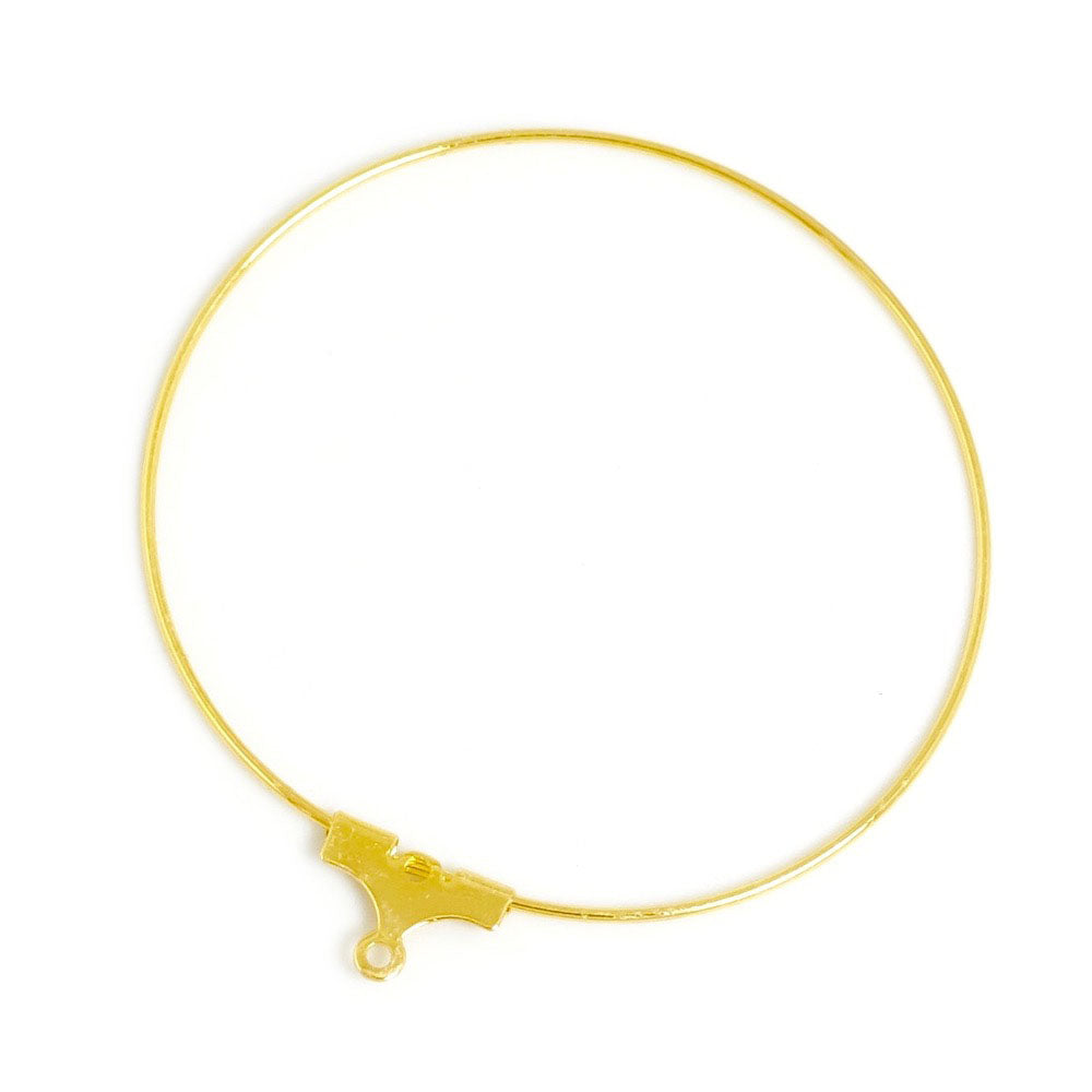 2 créoles simples 40mm en laiton Doré à l'or fin 24K