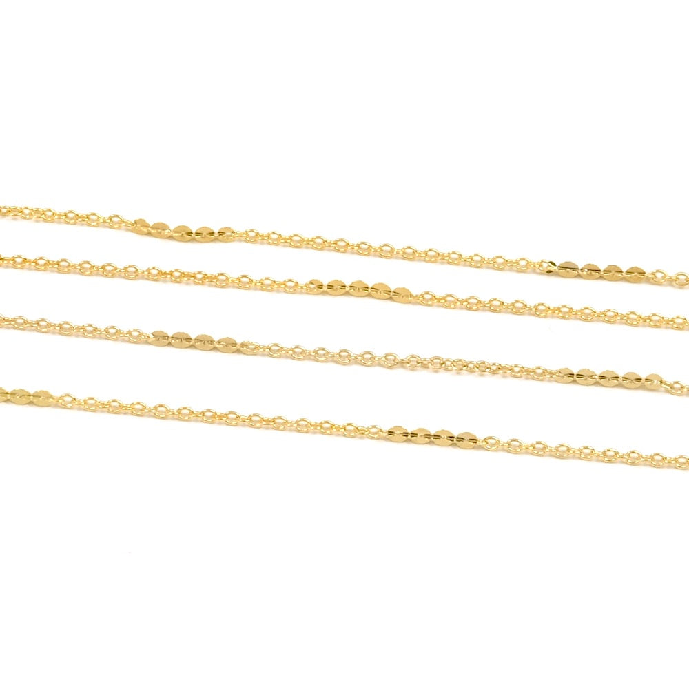25cm de très fine chaine fantaisie maillons alternés Doré à l'or