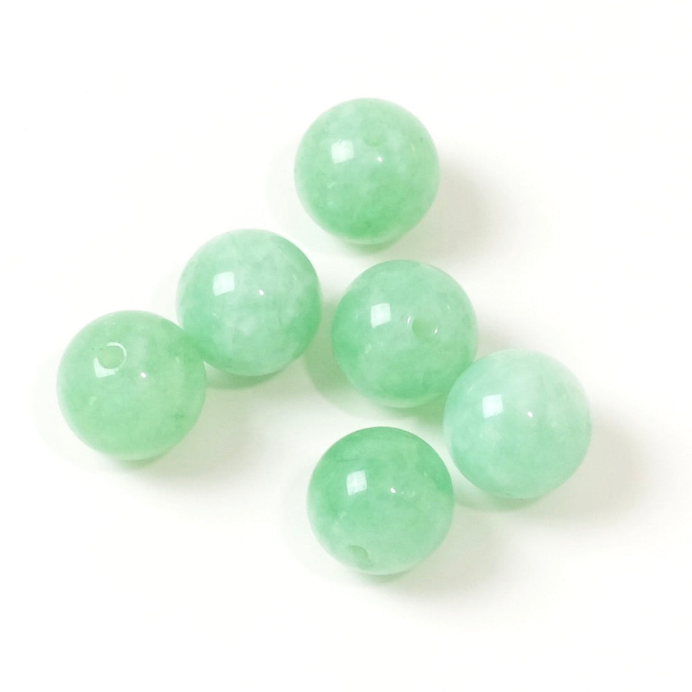 6 perles rondes 8mm naturelles de Jade de Birmanie
