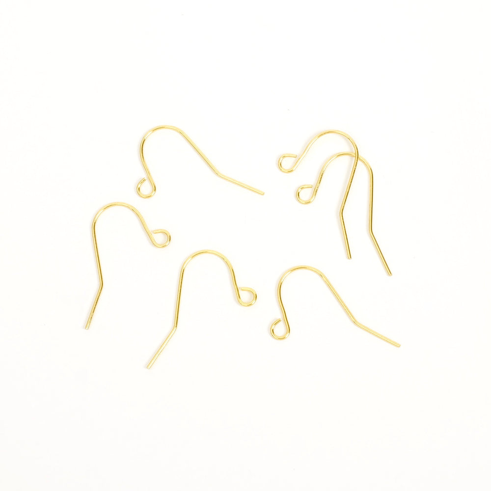 10 crochets Boucles d'oreilles tige fine en laiton doré à l'or fin 24K