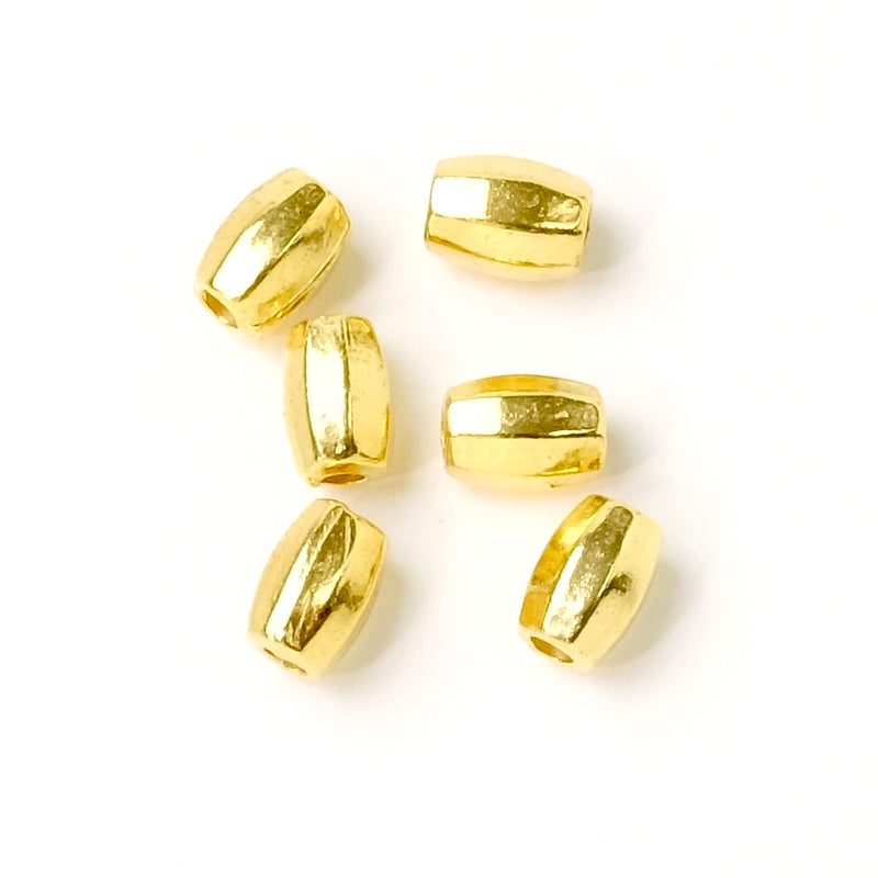 6 perles ovales facettées en métal Doré à l'or fin 24K