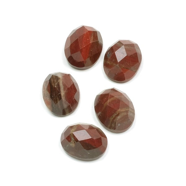 Cabochon pierre naturelle Ovale 8 x 10mm Jaspe rouge Facettée