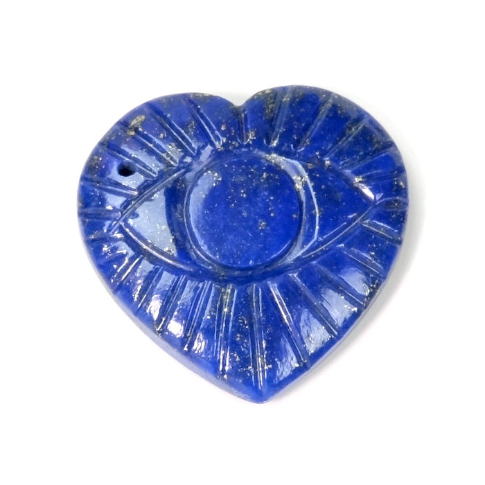 Pendentif Coeur gravé oeil en pierre naturelle Lapis Lazuli - Confiance