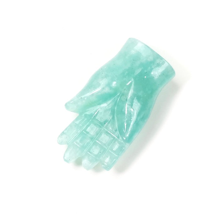 Pendentif main en amazonite naturelle, sérénité.