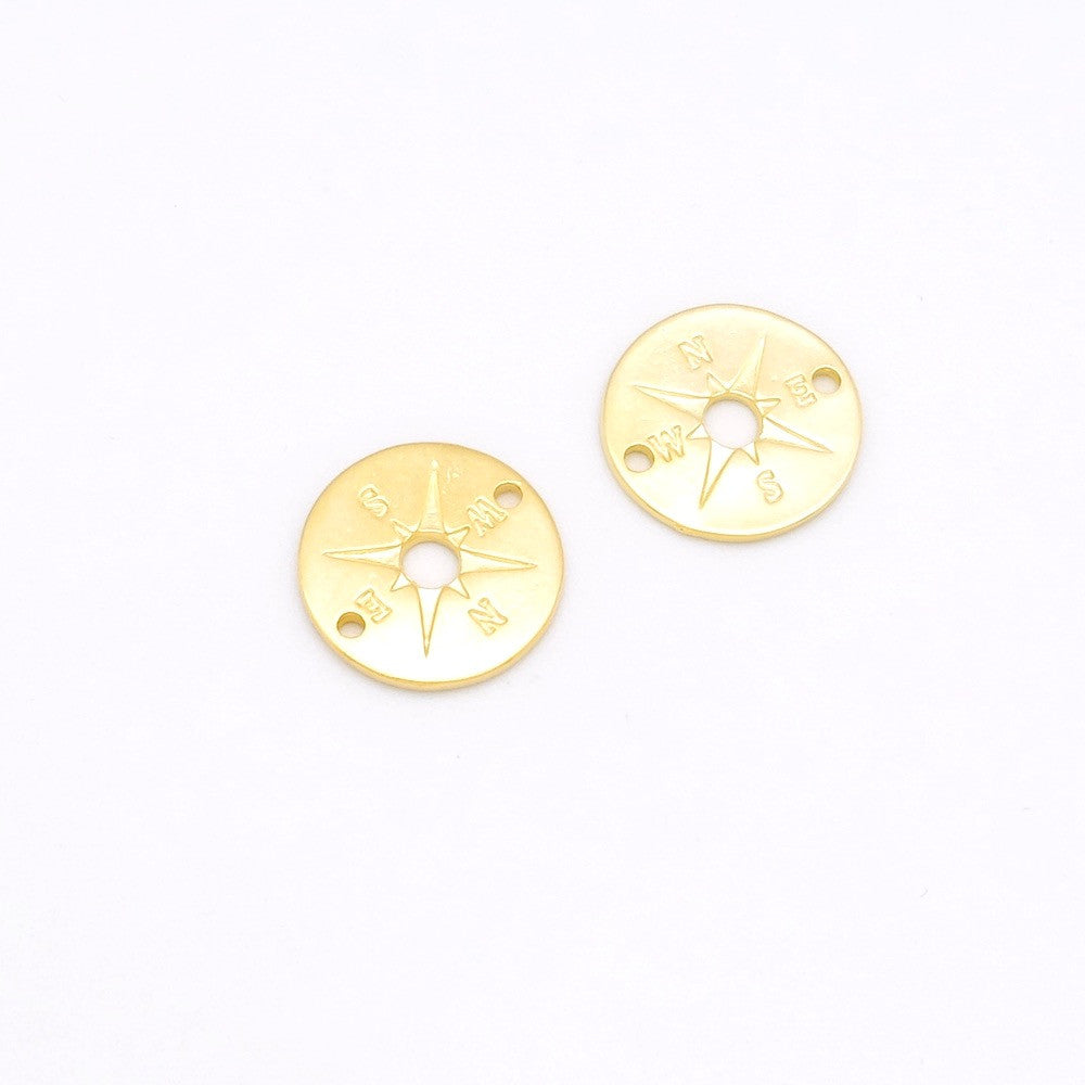 Lot de 2 connecteurs Boussole en Zamak Doré 24K