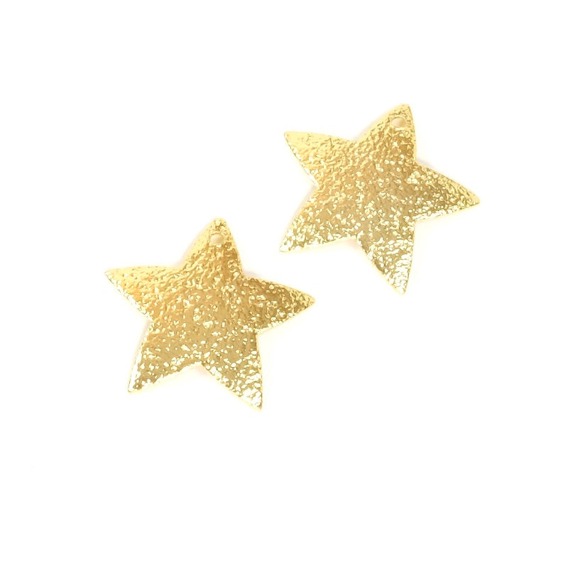 2 pendentifs scintillants étoiles en laiton doré 24K