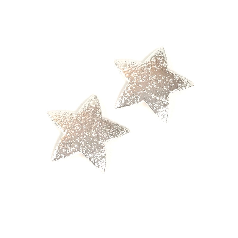 2 pendentifs scintillants étoiles en laiton Argenté 925 Premium