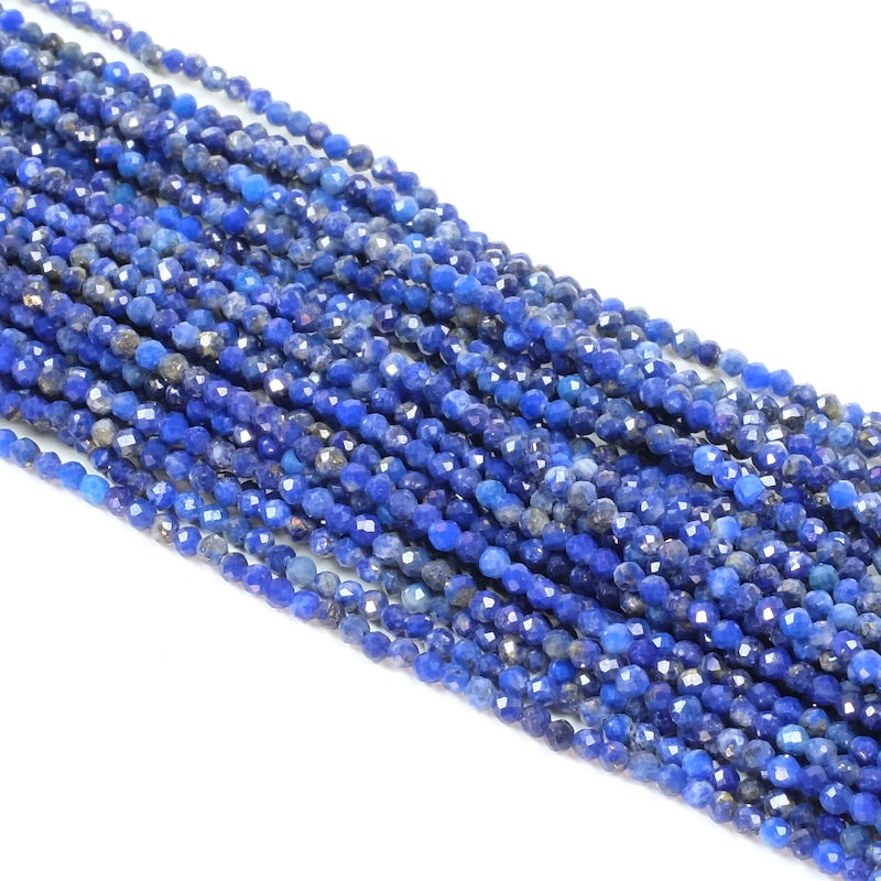 Fil de perles naturelles facettées 2mm Lapis Lazuli