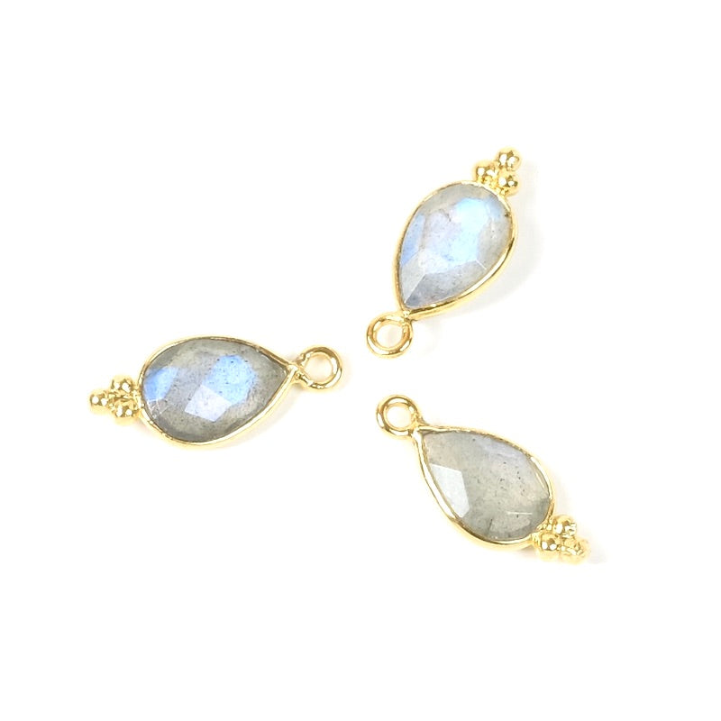 Pendentif serti goutte bohème Labradorite en laiton Doré à l&#39;or fin 24K