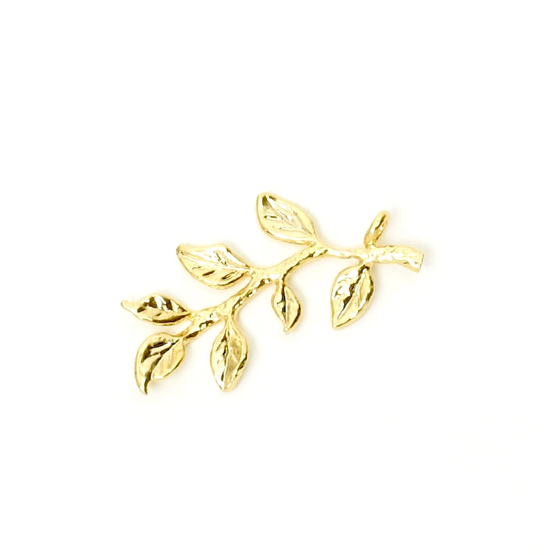 2 pendentifs branches en laiton doré à l'or fin 24K