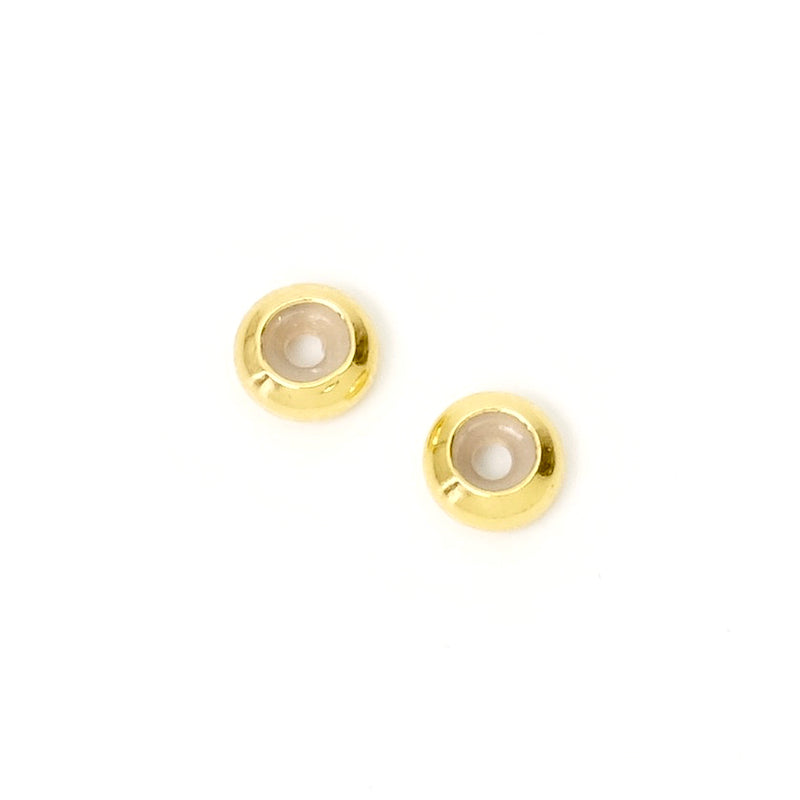 2 perles Stopper 4mm Doré à l'or fin 24K Premium