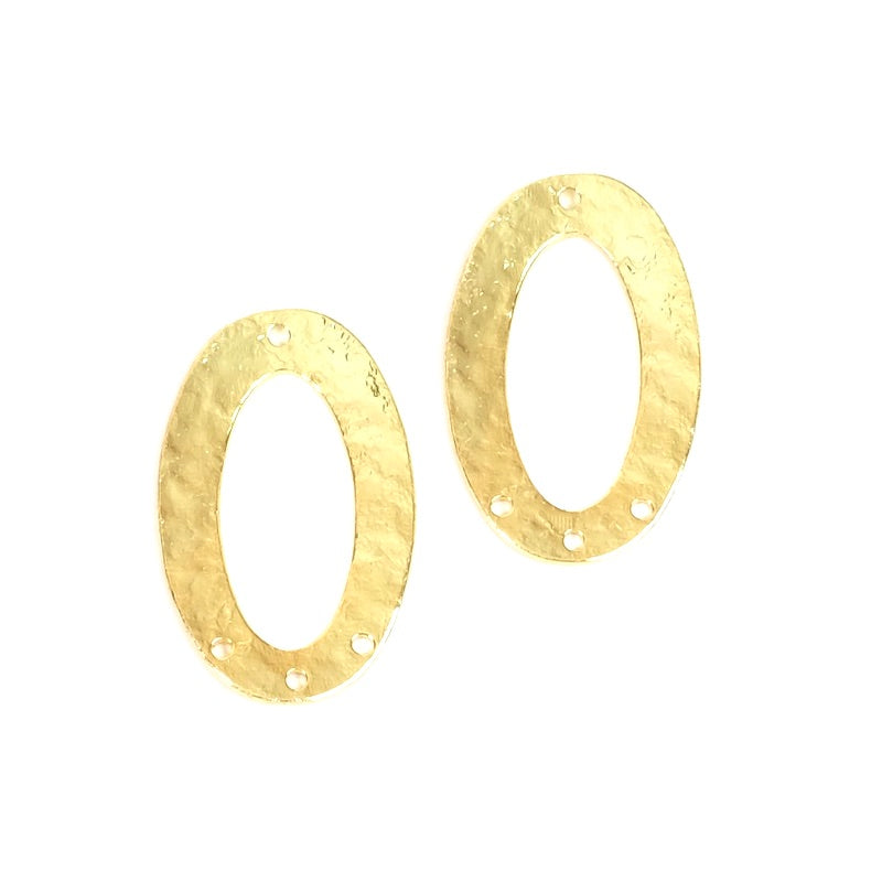 2 pendentifs chandeliers Ovales en laiton Doré à l'or fin 24K