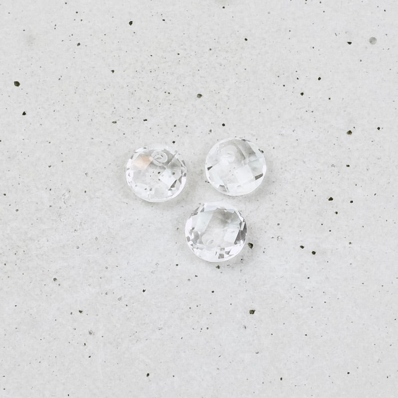 Pendentif rond facetté 6mm en pierre naturelle cristal de Quartz
