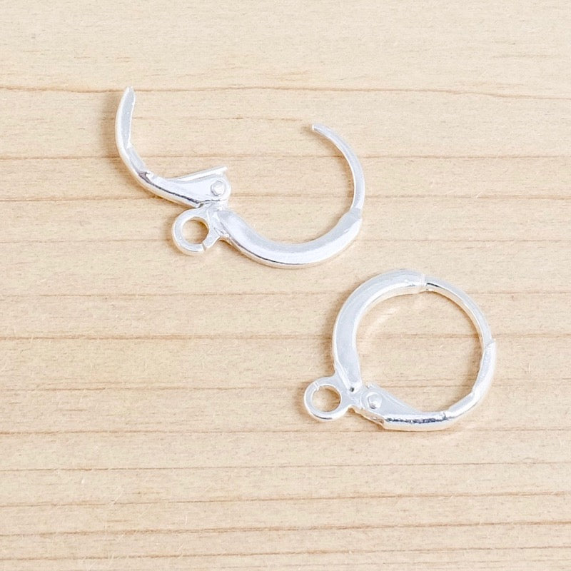 2 boucles d'oreilles Dormeuses rondes en laiton argenté 925 Premium
