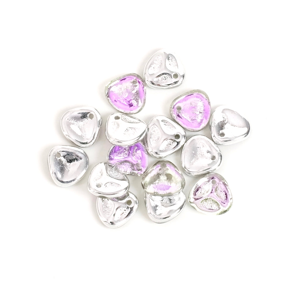 15 perles pétale de rose en cristal de Bohème Crystal Vitrail