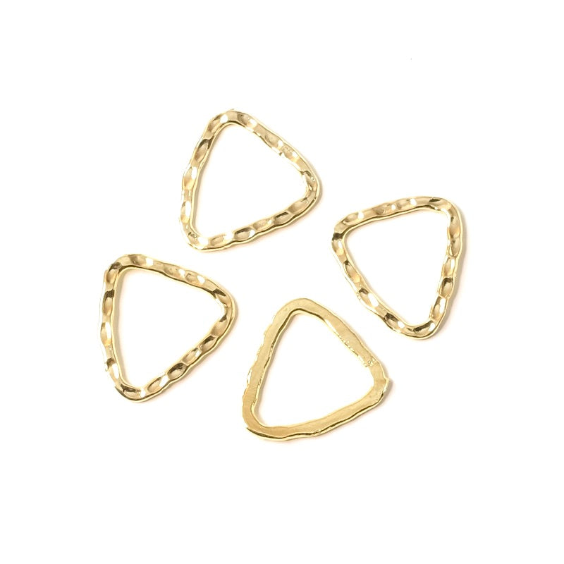 4 anneaux fermés Triangles en laiton Doré à l'or fin 24K Premium