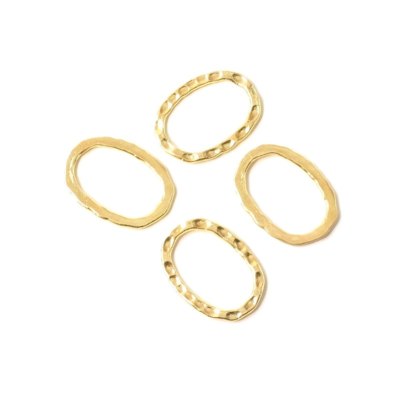 4 anneaux fermés Ovales en laiton Doré à l&#39;or fin 24K Premium
