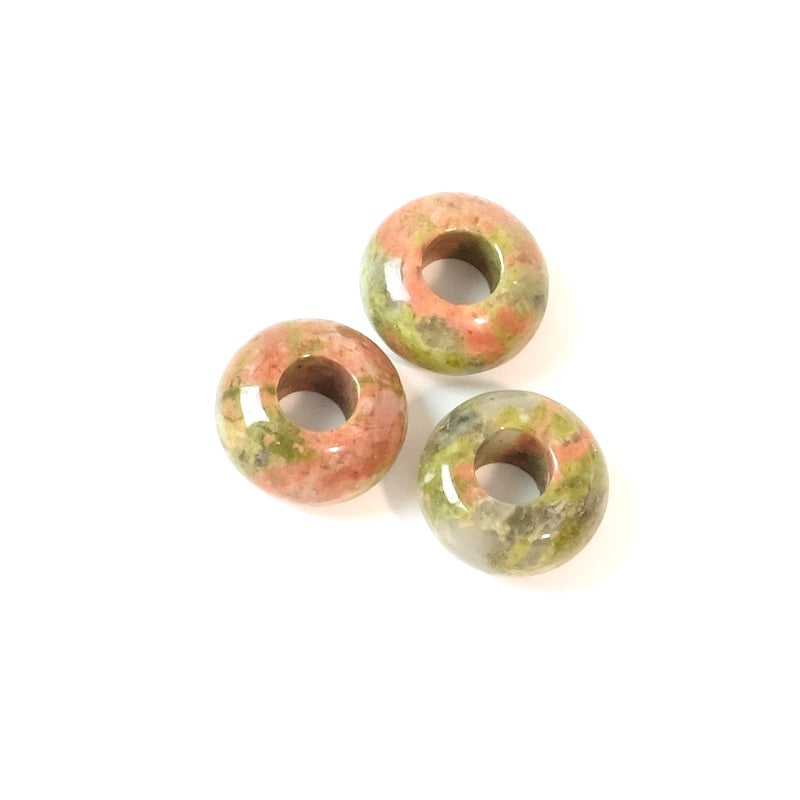 Perle naturelle donuts 12mm en Unakite
