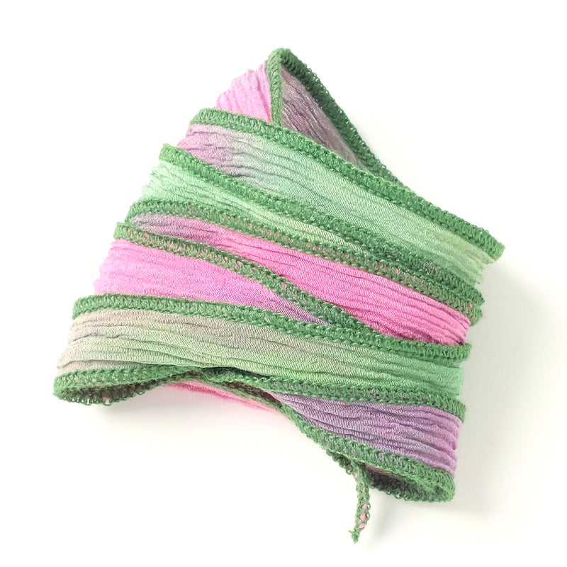Copy of Ruban de soie teint à la main - Rose vert